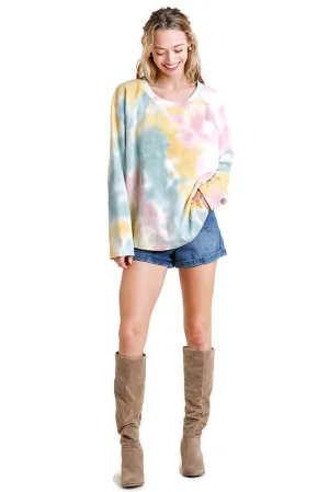 Tie Dye Raw Edged Top, Cotton Candy