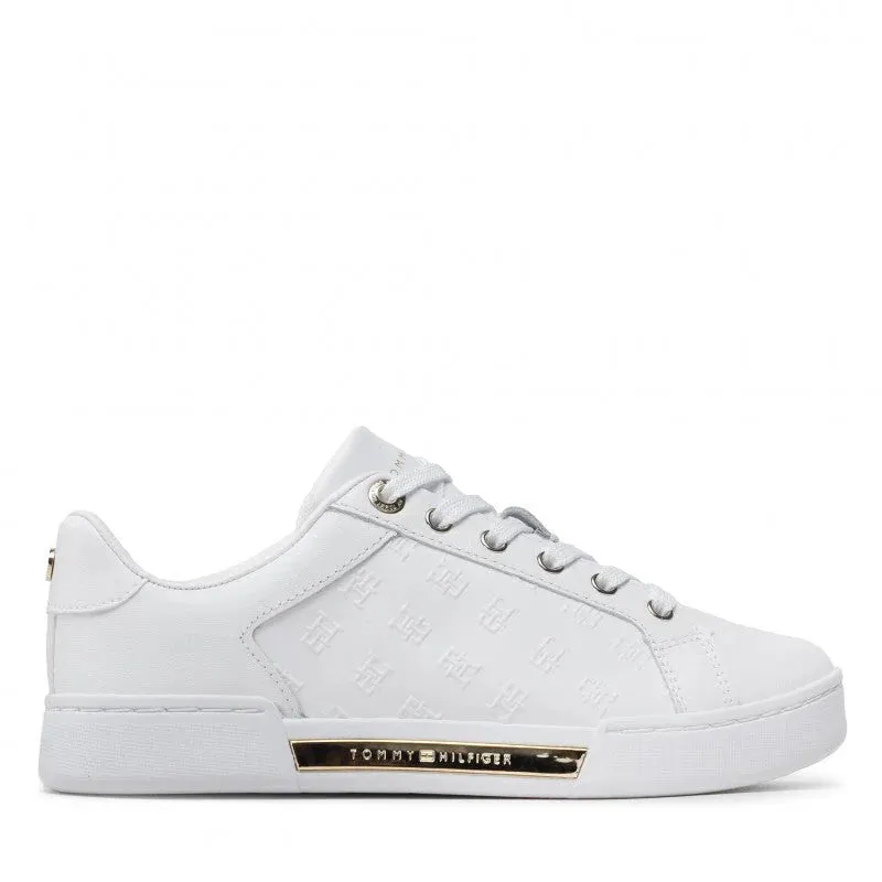 Tommy Hilfiger Embossed Monogram Sneakers - WHTGLD