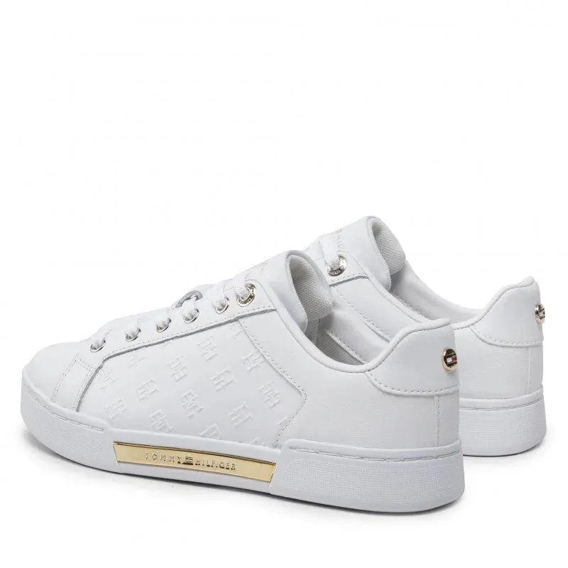 Tommy Hilfiger Embossed Monogram Sneakers - WHTGLD