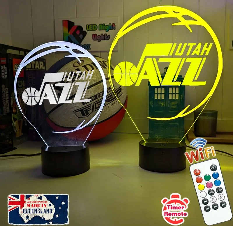 UTAH JAZZ BASKETBALL Team 3D LED Night Light Lamp