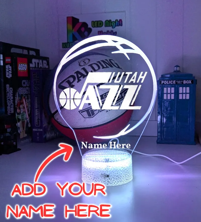 UTAH JAZZ BASKETBALL Team 3D LED Night Light Lamp