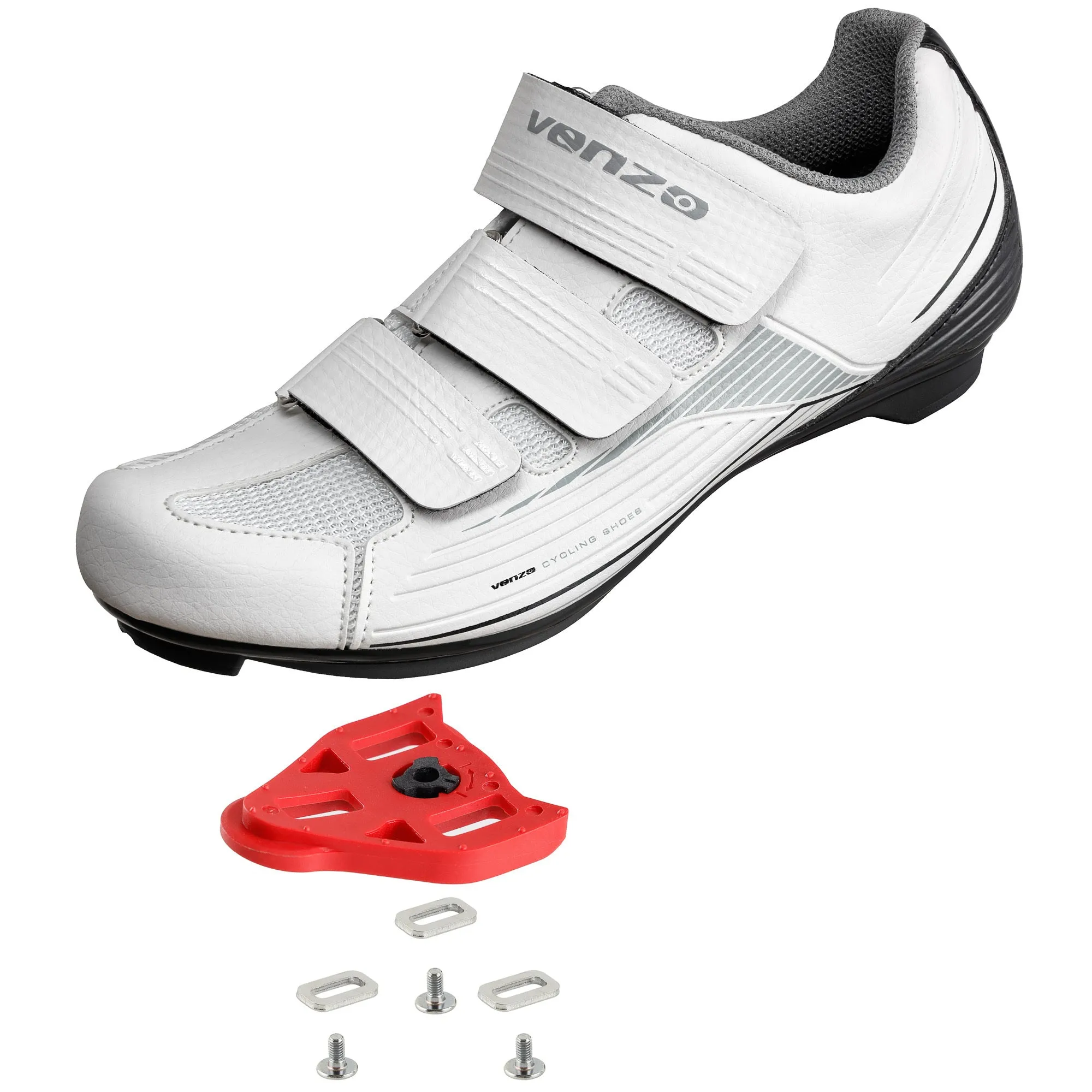 Venzo Bike Bicycle Women's Road Cycling Riding Shoes & Cleats Set - Compatible with Peloton, for Shimano SPD & Look ARC Delta - Perfect for Indoor Road Racing & Indoor Exercise Bikes - Size 38