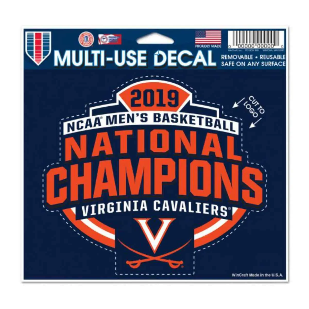 Virginia Cavaliers 2019 NCAA Basketball National Champions Multi-Use Decal