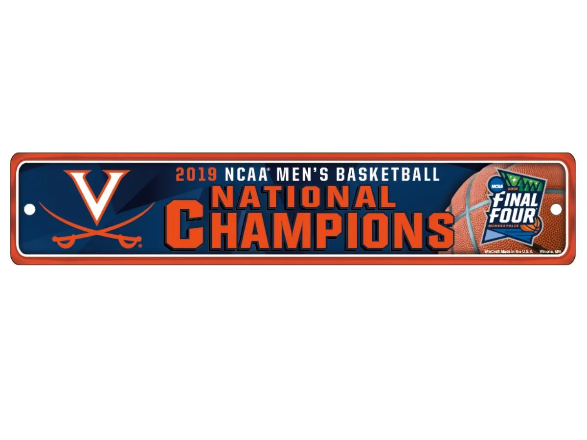 Virginia Cavaliers 2019 NCAA Basketball National Champions Plastic Street Sign