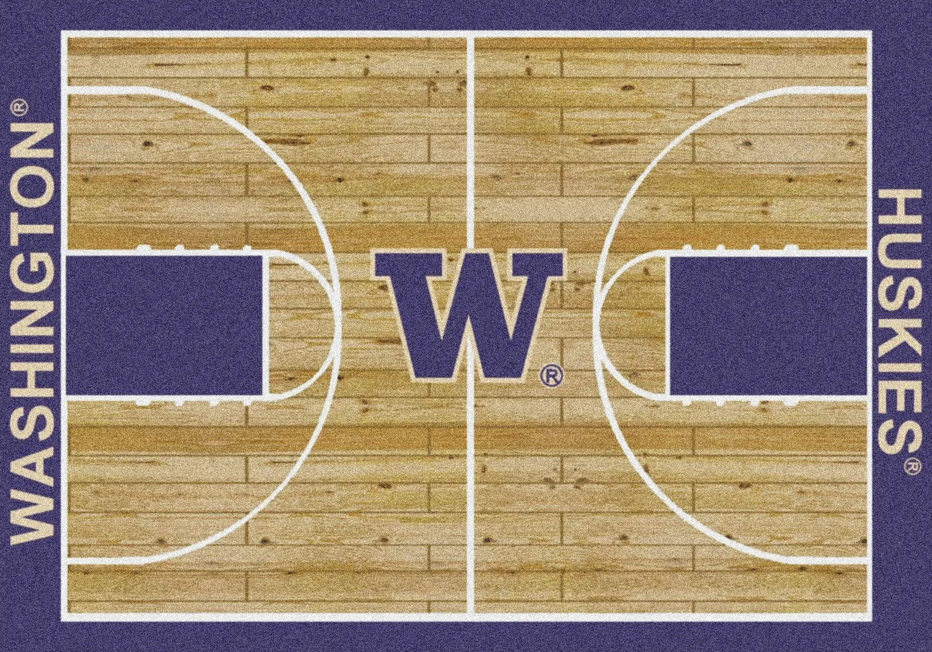 Washington Huskies Milliken Basketball Home Court Novelty Area Rug