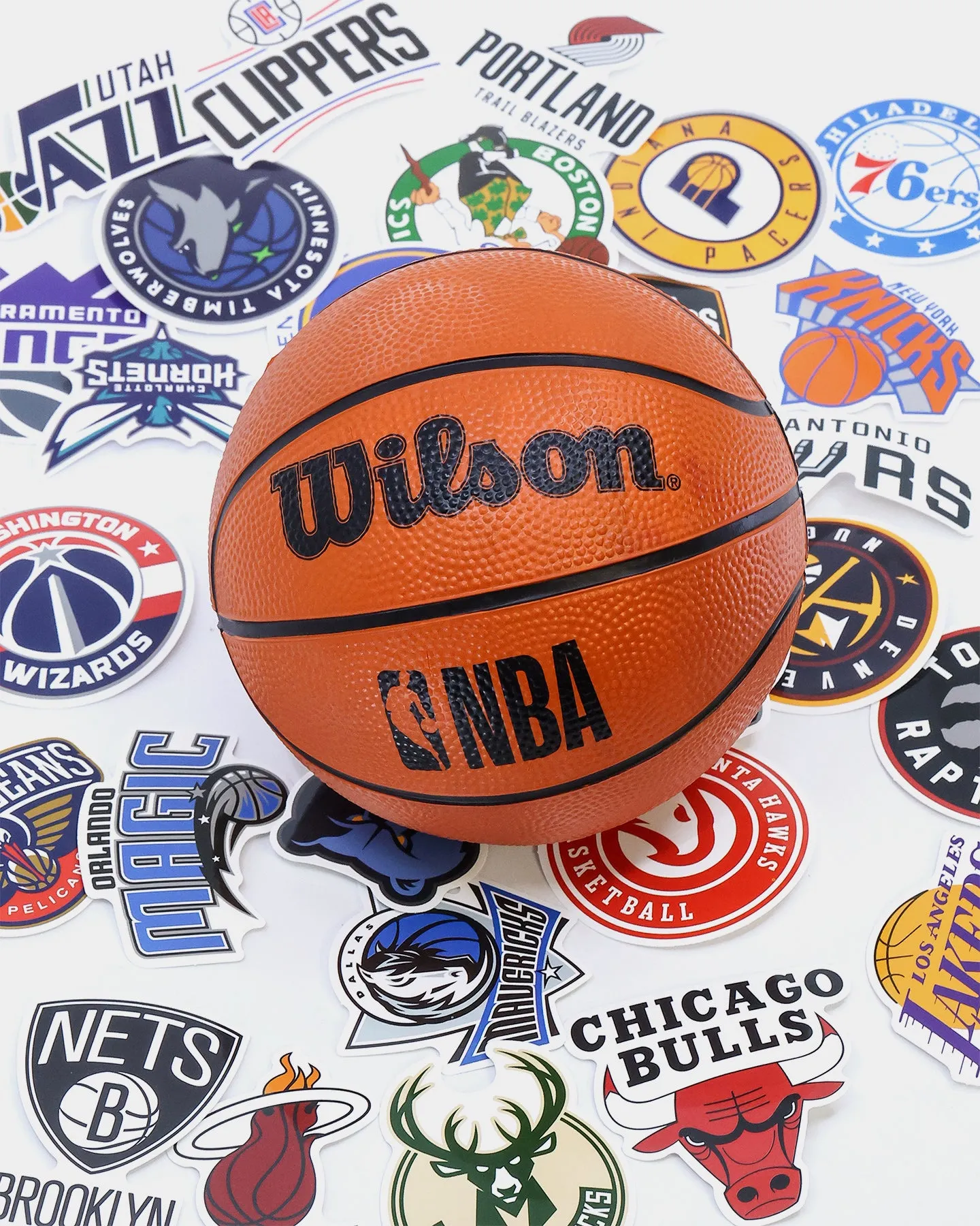 Wilson NBA Forge Acrylic Mini Hoop: Black Colour  30 NBA Team Stickers Multi-coloured