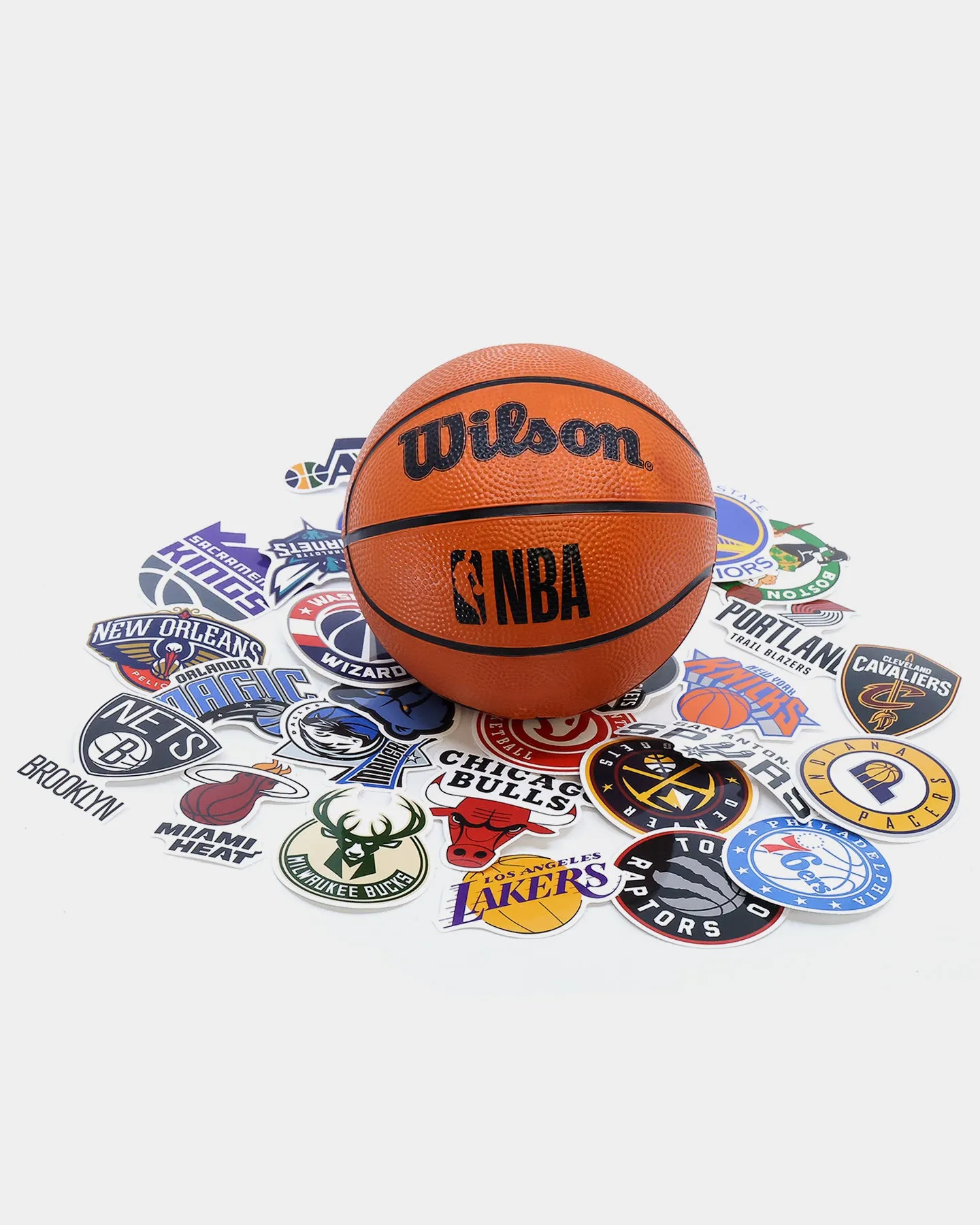 Wilson NBA Forge Acrylic Mini Hoop: Black Colour  30 NBA Team Stickers Multi-coloured