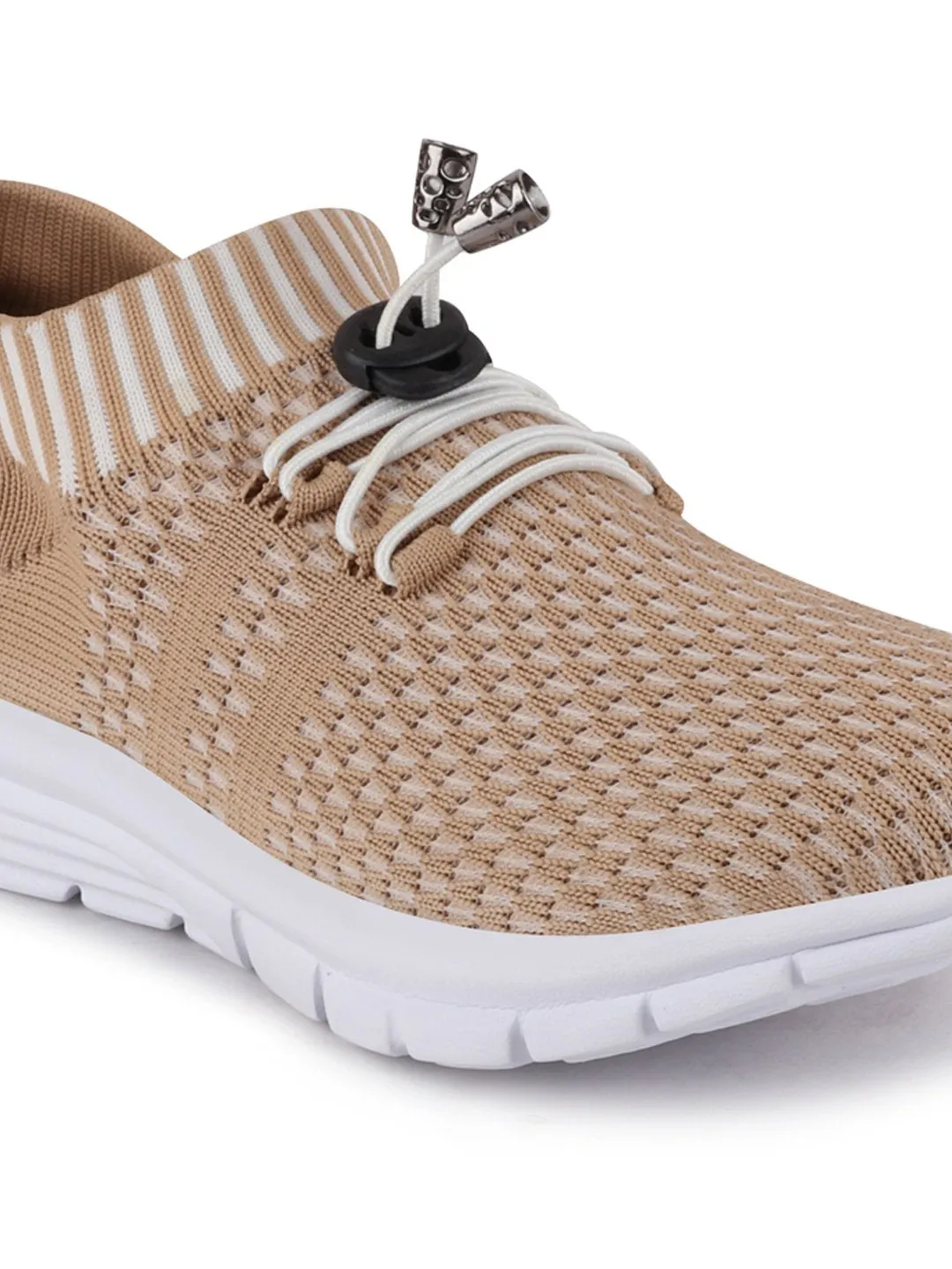 Women Beige Sports Lace-Up Outdoor Running Shoes