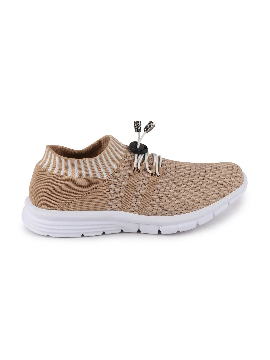 Women Beige Sports Lace-Up Outdoor Running Shoes