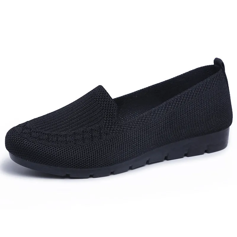 Women's Knitted Solid Color Loafers, Lightweight Non-slip Flat Slip On Shoes, Casual Walking Shoes