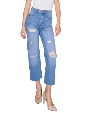 WOMEN'S MARIA MOM STRAIGHT RIPPED JEANS