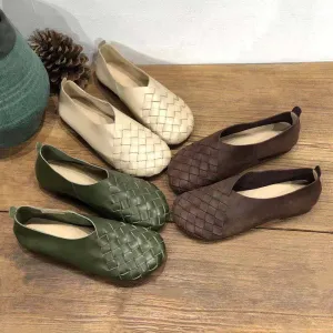 Women's Soft Woven Leather Slip-on Shoes