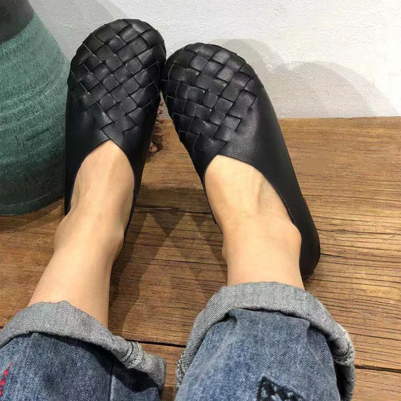 Women's Soft Woven Leather Slip-on Shoes