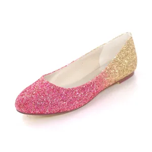 Women's Sparkling Glitter Flat Heel Flats With Sequin Wedding Shoes Bridal Shoes